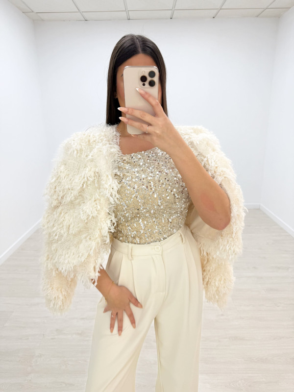 TOP LENTEJUELAS BEIGE