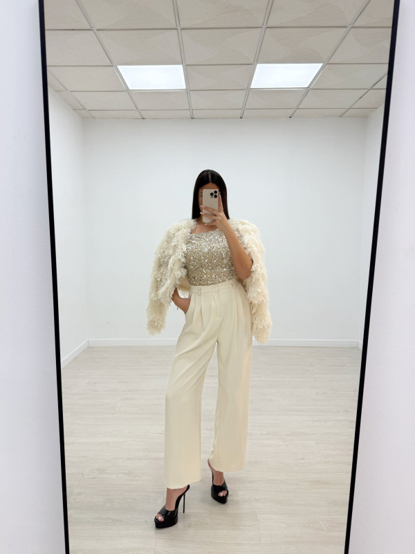 TOP LENTEJUELAS BEIGE