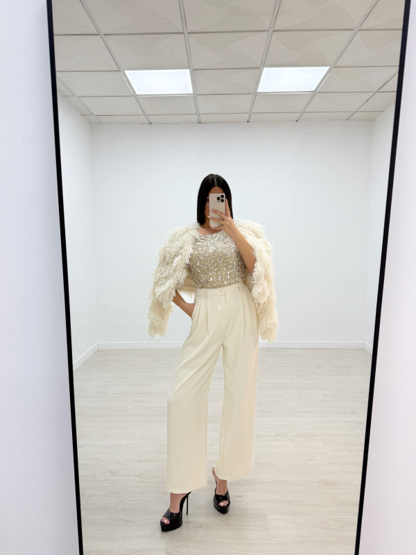 TOP LENTEJUELAS BEIGE