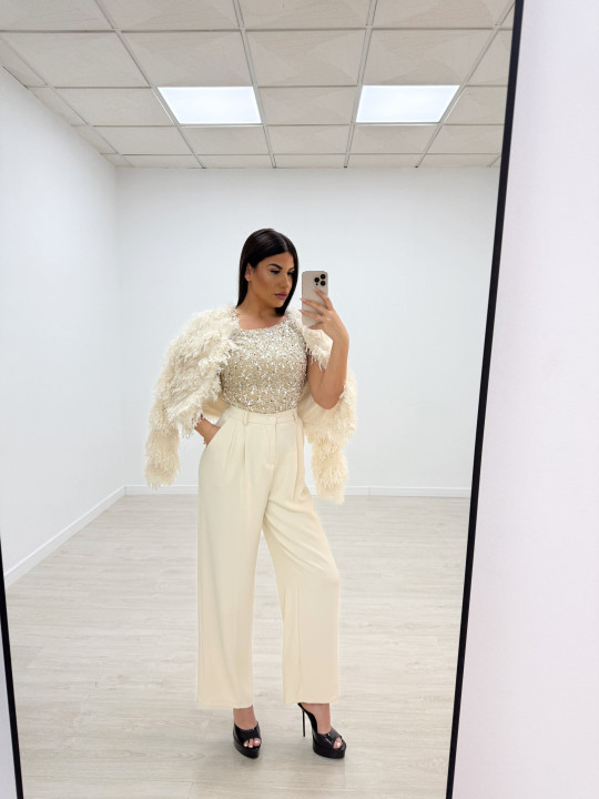 TOP LENTEJUELAS BEIGE