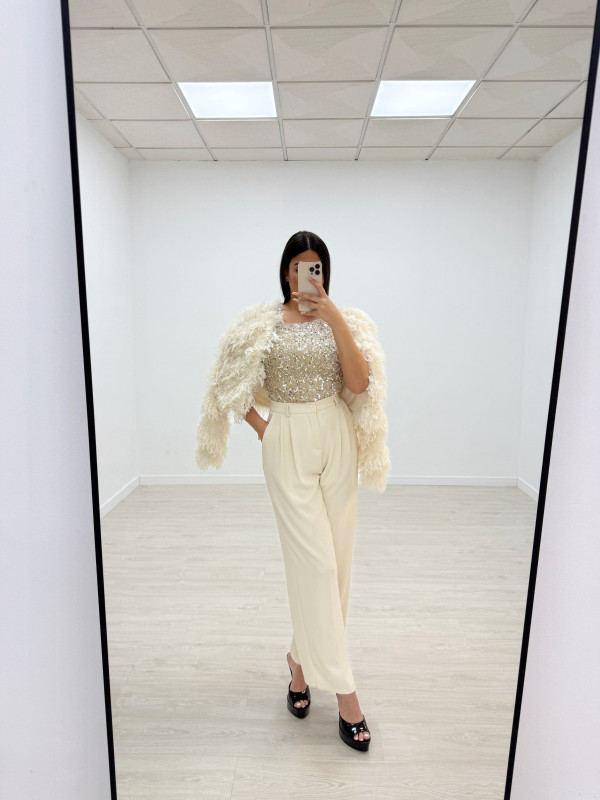 TOP LENTEJUELAS BEIGE