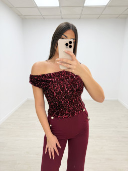 TOP LENTEJUELAS BURDEOS