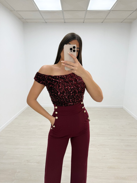 TOP LENTEJUELAS BURDEOS