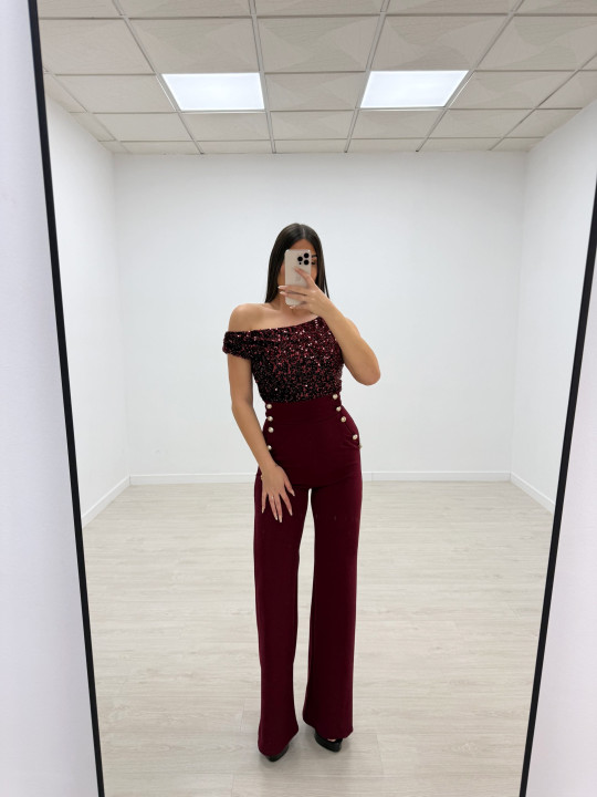 TOP LENTEJUELAS BURDEOS