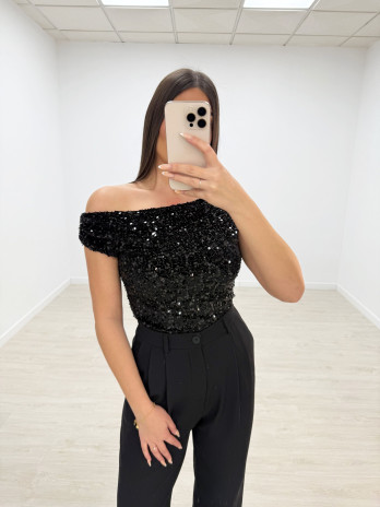 TOP LENTEJUELAS NEGRO