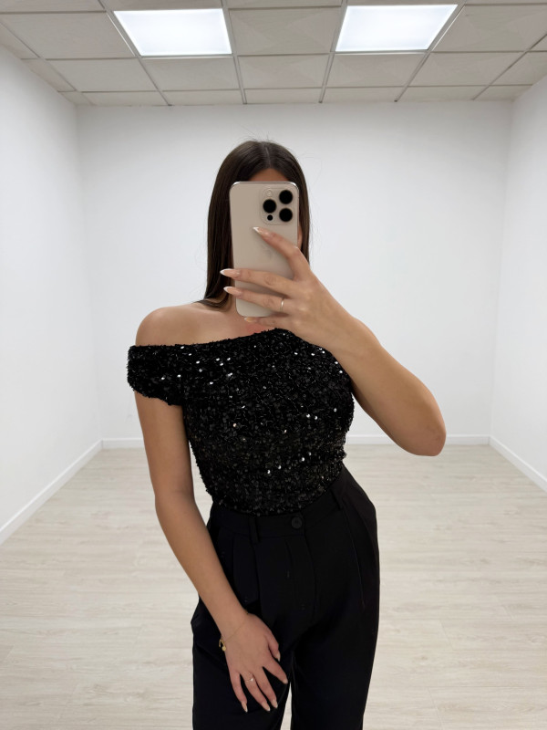 TOP LENTEJUELAS NEGRO