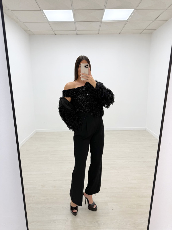 TOP LENTEJUELAS NEGRO