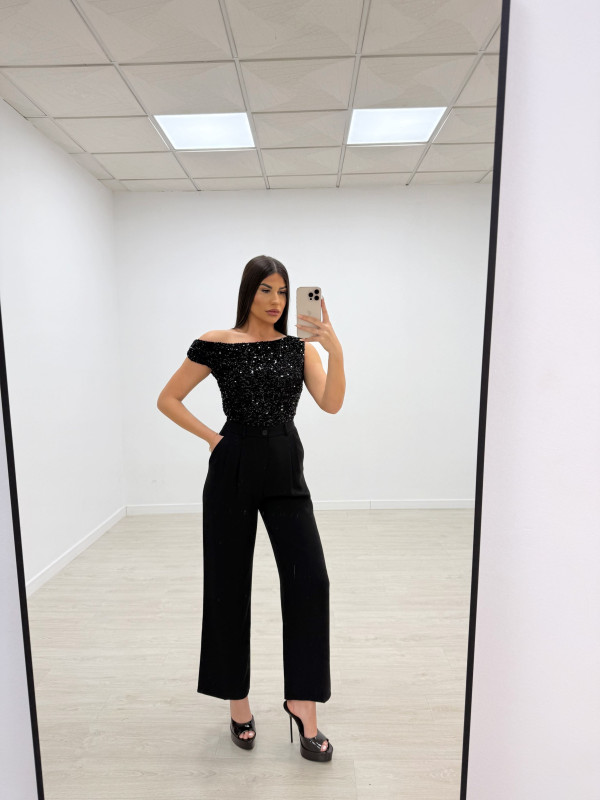 TOP LENTEJUELAS NEGRO