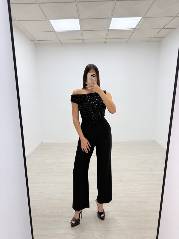 TOP LENTEJUELAS NEGRO