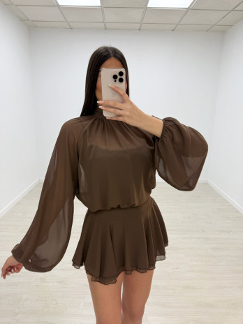 VESTIDO GASA MARRÓN