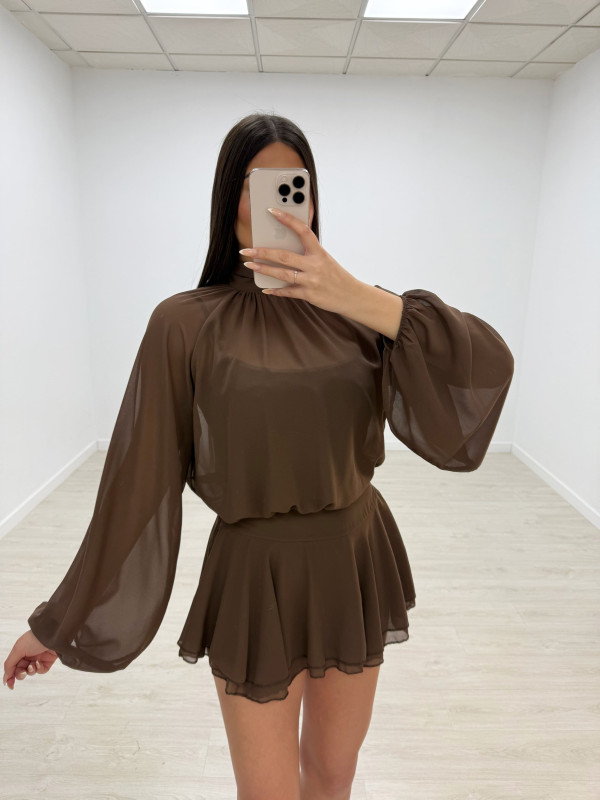 VESTIDO GASA MARRÓN