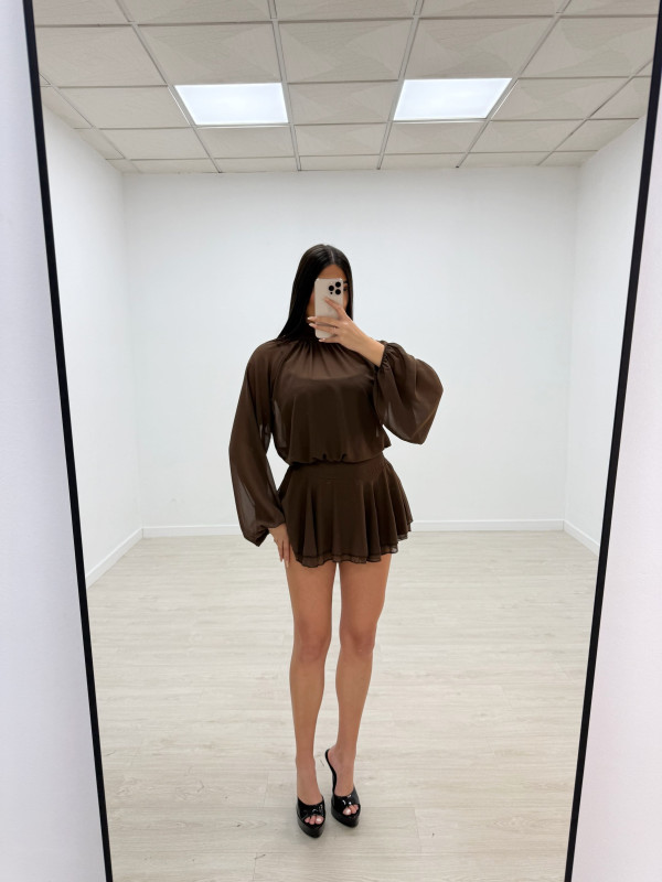 VESTIDO GASA MARRÓN