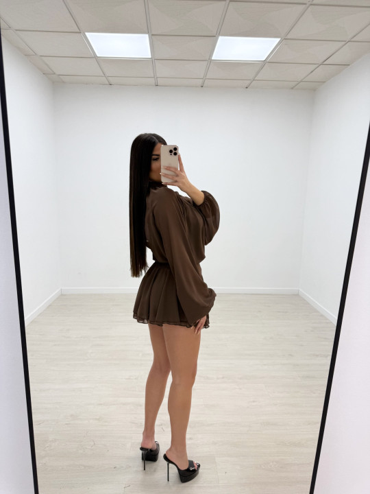 VESTIDO GASA MARRÓN