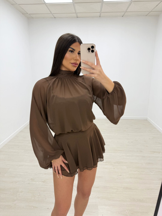 VESTIDO GASA MARRÓN