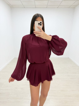 VESTIDO GASA BURDEOS