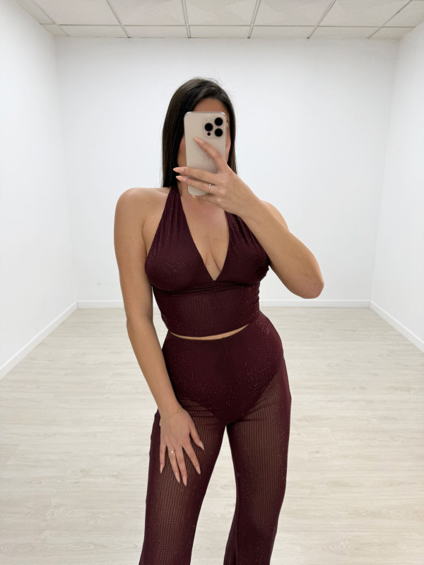 CONJUNTO LUXURY BRILLO BURDEOS