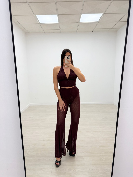 CONJUNTO LUXURY BRILLO BURDEOS