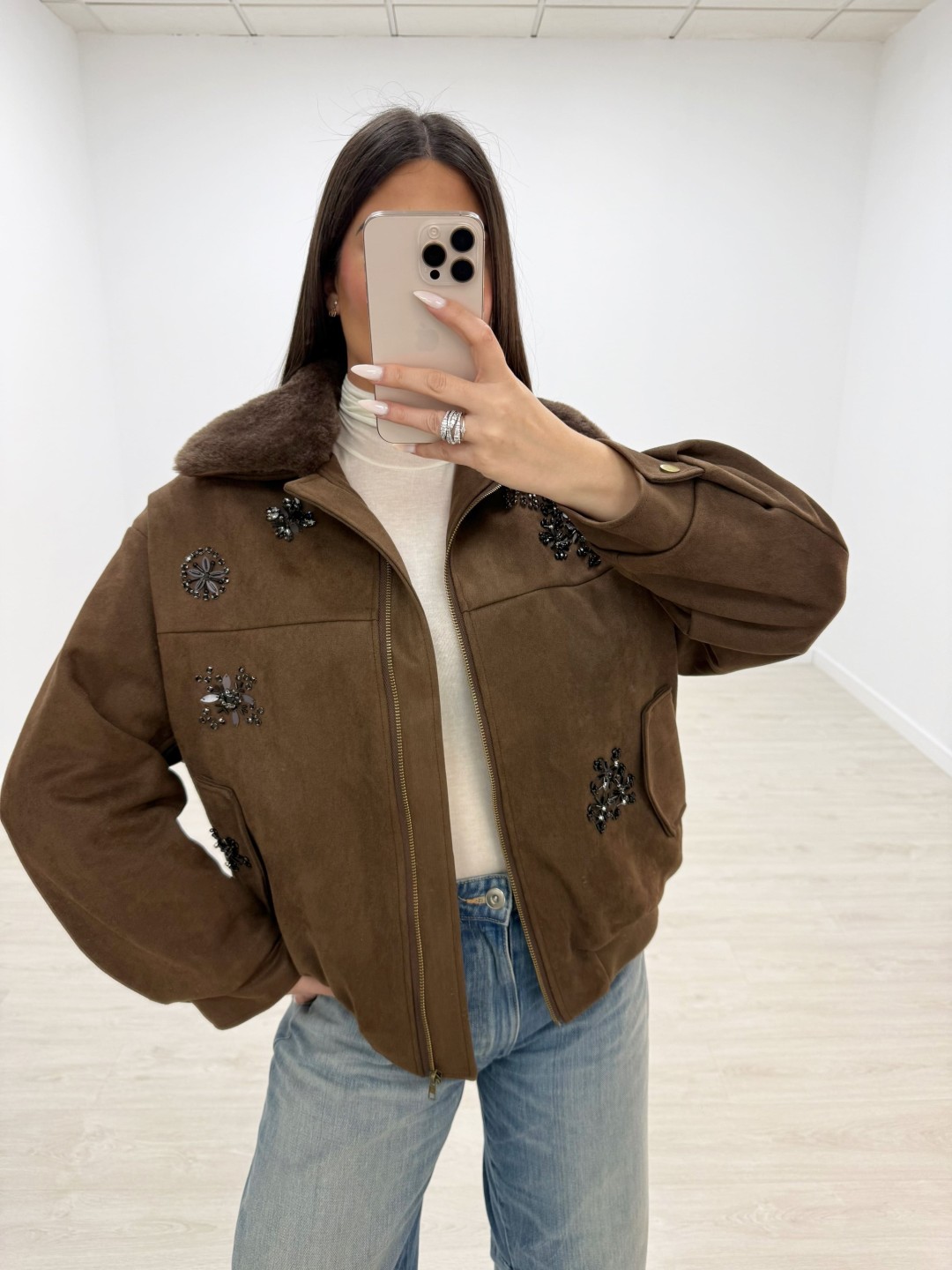 BOMBER EXCLUSIVA PEDRERÍA MARRÓN