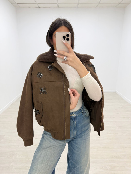 BOMBER EXCLUSIVA PEDRERÍA MARRÓN