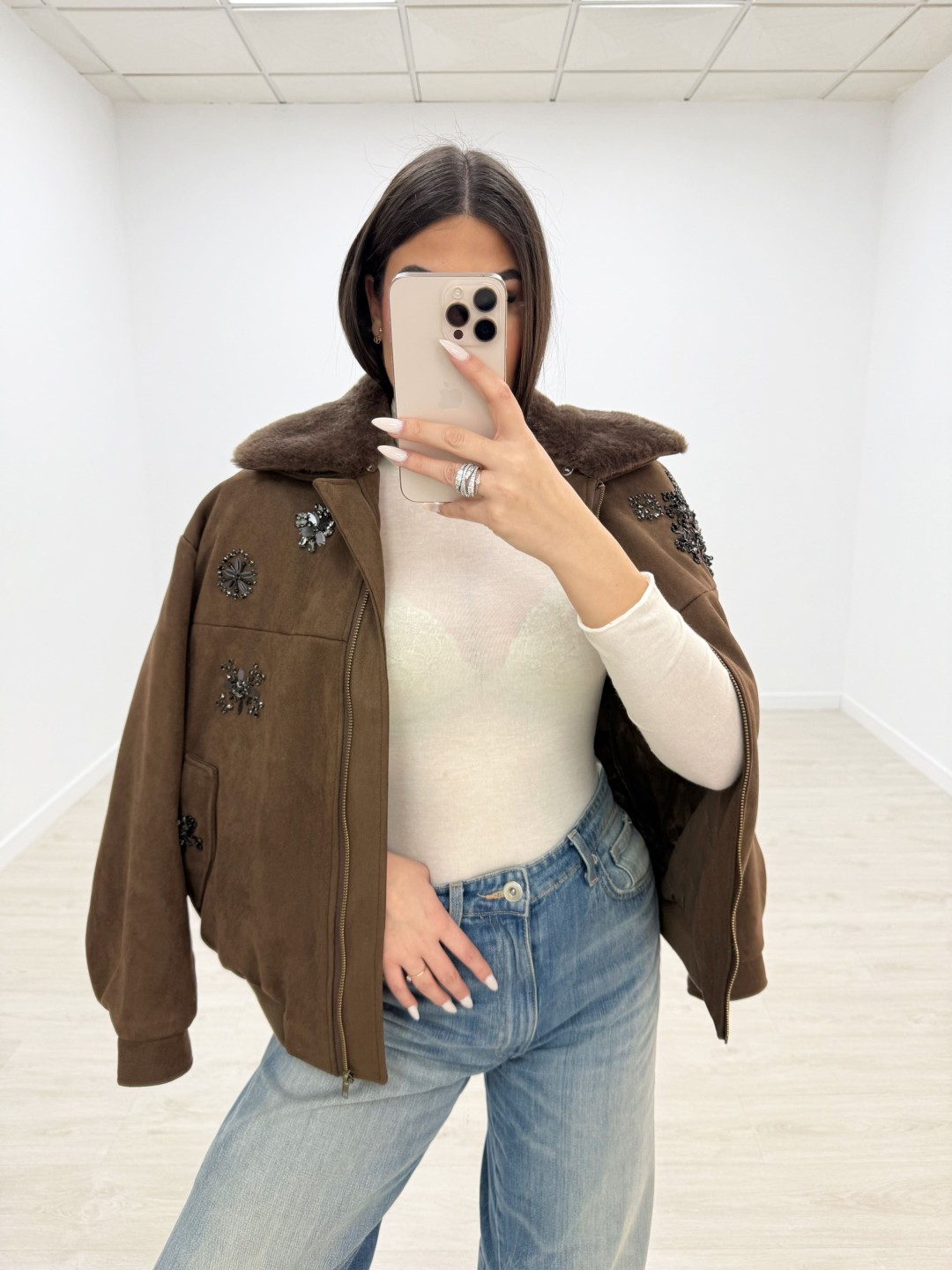 BOMBER EXCLUSIVA PEDRERÍA MARRÓN