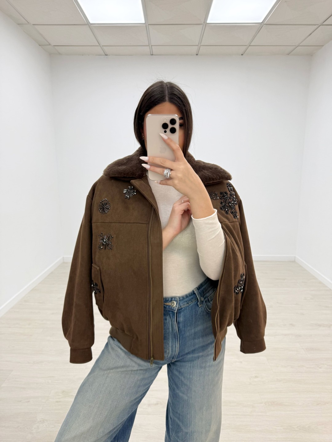 BOMBER EXCLUSIVA PEDRERÍA MARRÓN
