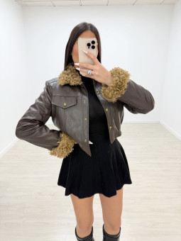 CHAQUETA EXCLUSIVA POLIPIEL BORREGO MARRÓN