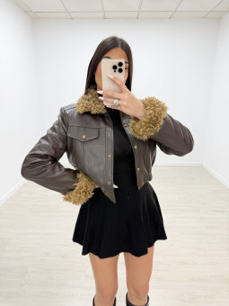 CHAQUETA EXCLUSIVA POLIPIEL BORREGO MARRÓN