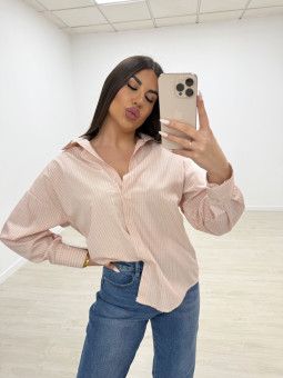 CAMISA OVERSIZE RAYAS ROSA