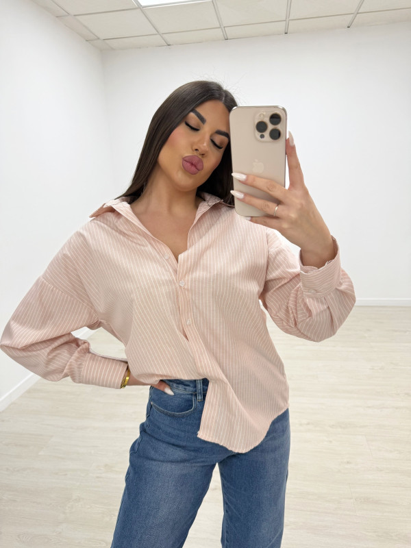 CAMISA OVERSIZE RAYAS ROSA