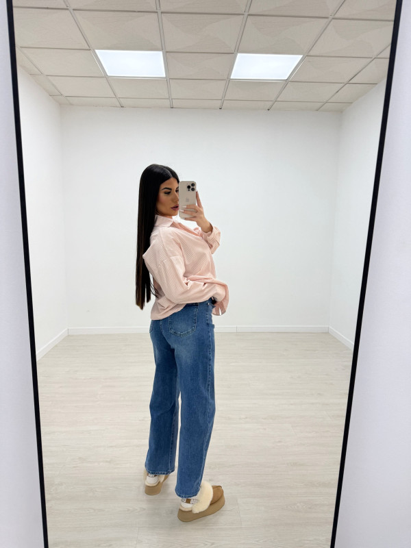 CAMISA OVERSIZE RAYAS ROSA