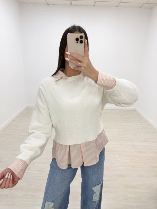 CAMISA OVERSIZE RAYAS ROSA