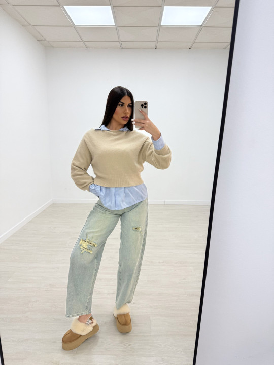 JESERY CROP LANA BEIGE