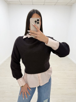 JERSEY CROP LANA MARRÓN