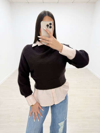 JERSEY CROP LANA MARRÓN