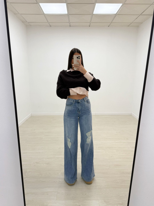 JERSEY CROP LANA MARRÓN