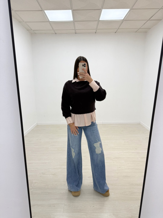 JERSEY CROP LANA MARRÓN