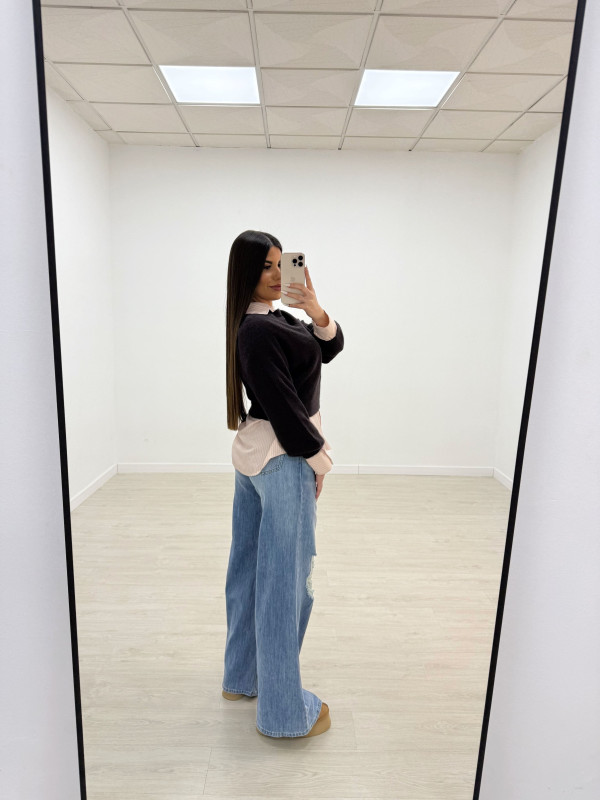 JERSEY CROP LANA MARRÓN