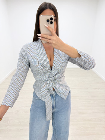 CAMISA ANUDADA CUADROS