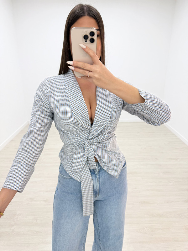 CAMISA ANUDADA CUADROS