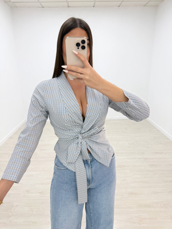 CAMISA ANUDADA CUADROS