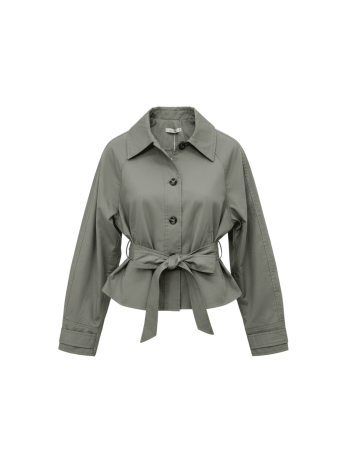 CHAQUETA GABARDINA CROP VERDE