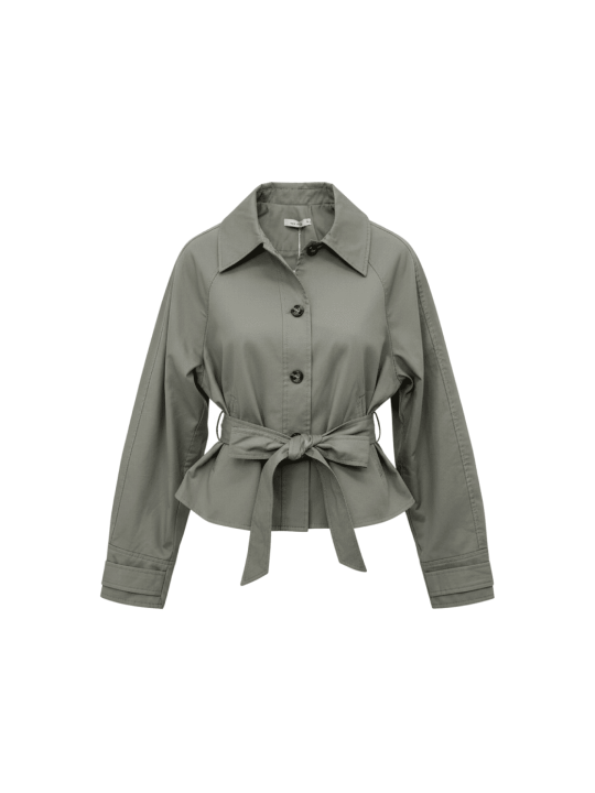 CHAQUETA GABARDINA CROP VERDE