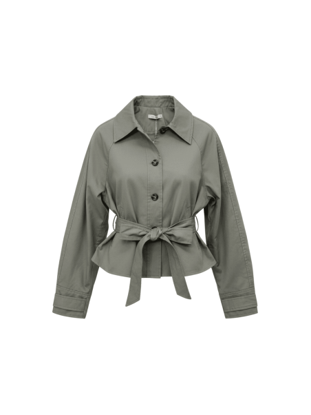 CHAQUETA GABARDINA CROP VERDE