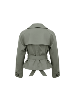 CHAQUETA GABARDINA CROP VERDE