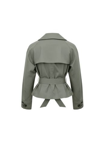 CHAQUETA GABARDINA CROP VERDE