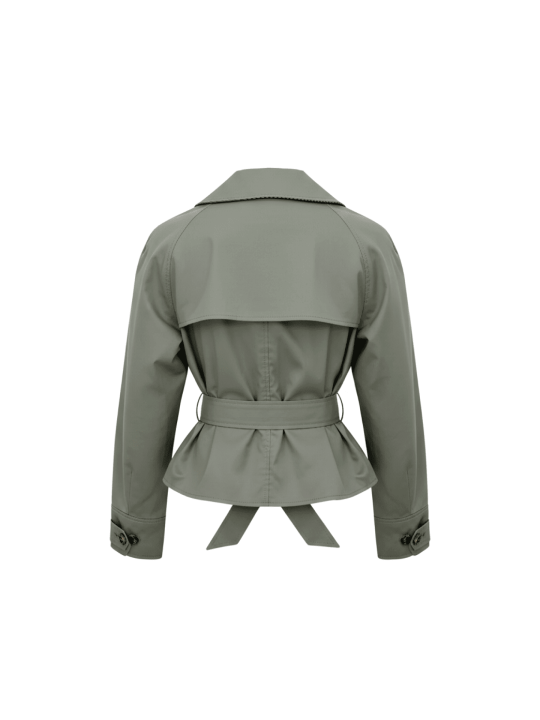 CHAQUETA GABARDINA CROP VERDE