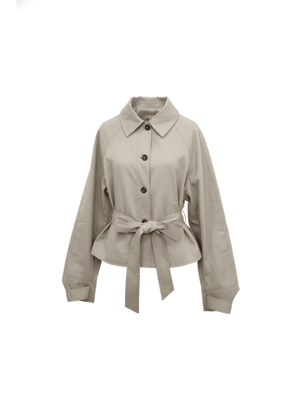 CHAQUETA GABARDINA CROP CAMEL