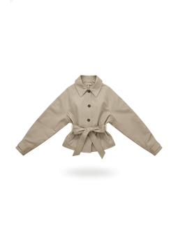CHAQUETA GABARDINA CROP CAMEL