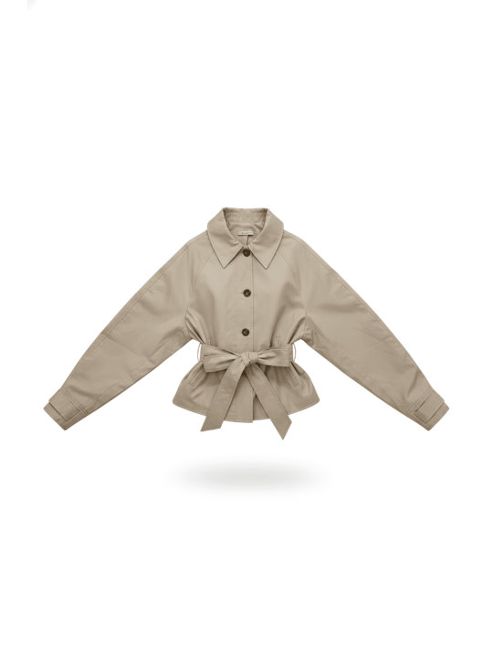CHAQUETA GABARDINA CROP CAMEL