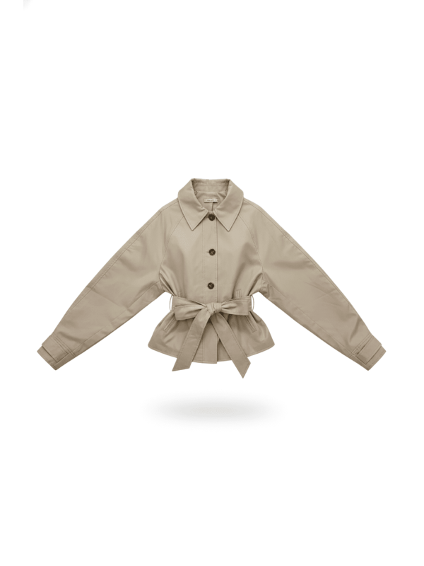 CHAQUETA GABARDINA CROP CAMEL